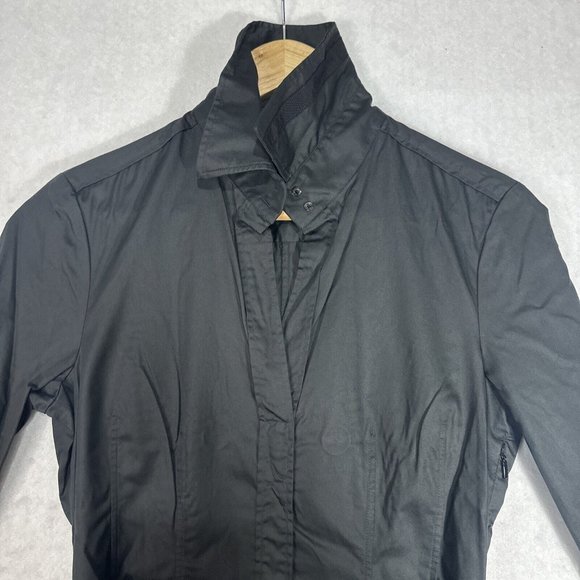 Hugo Boss Womens Shirt Dress size 10 Black Long Sleeve Belt Polished Cotton - Picture 3 of 15